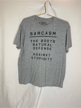 Black Men’s Grey Graphic Tee - "Sarcasm" Slogan size large